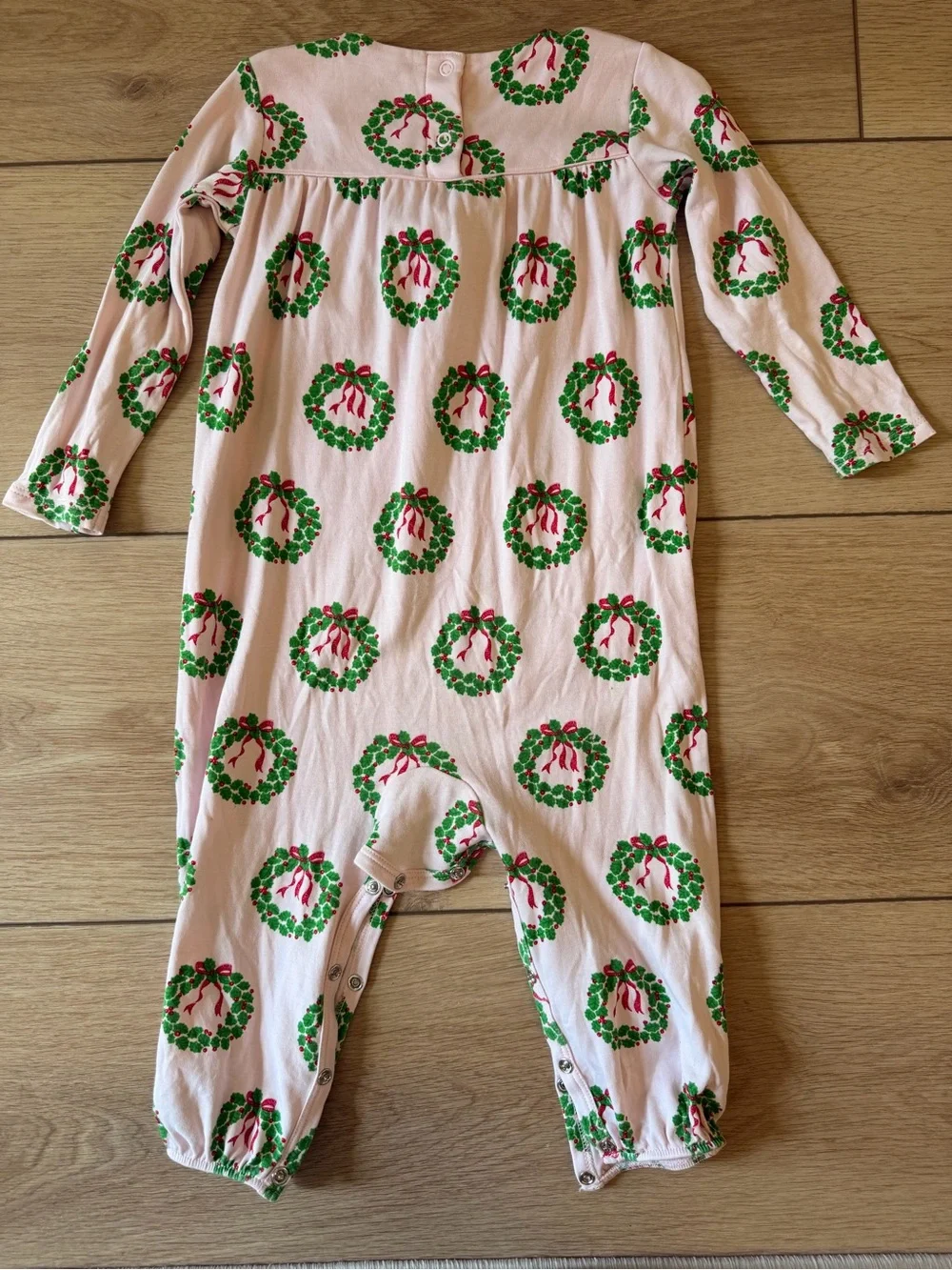 Pink Holiday Wreath Baby Romper